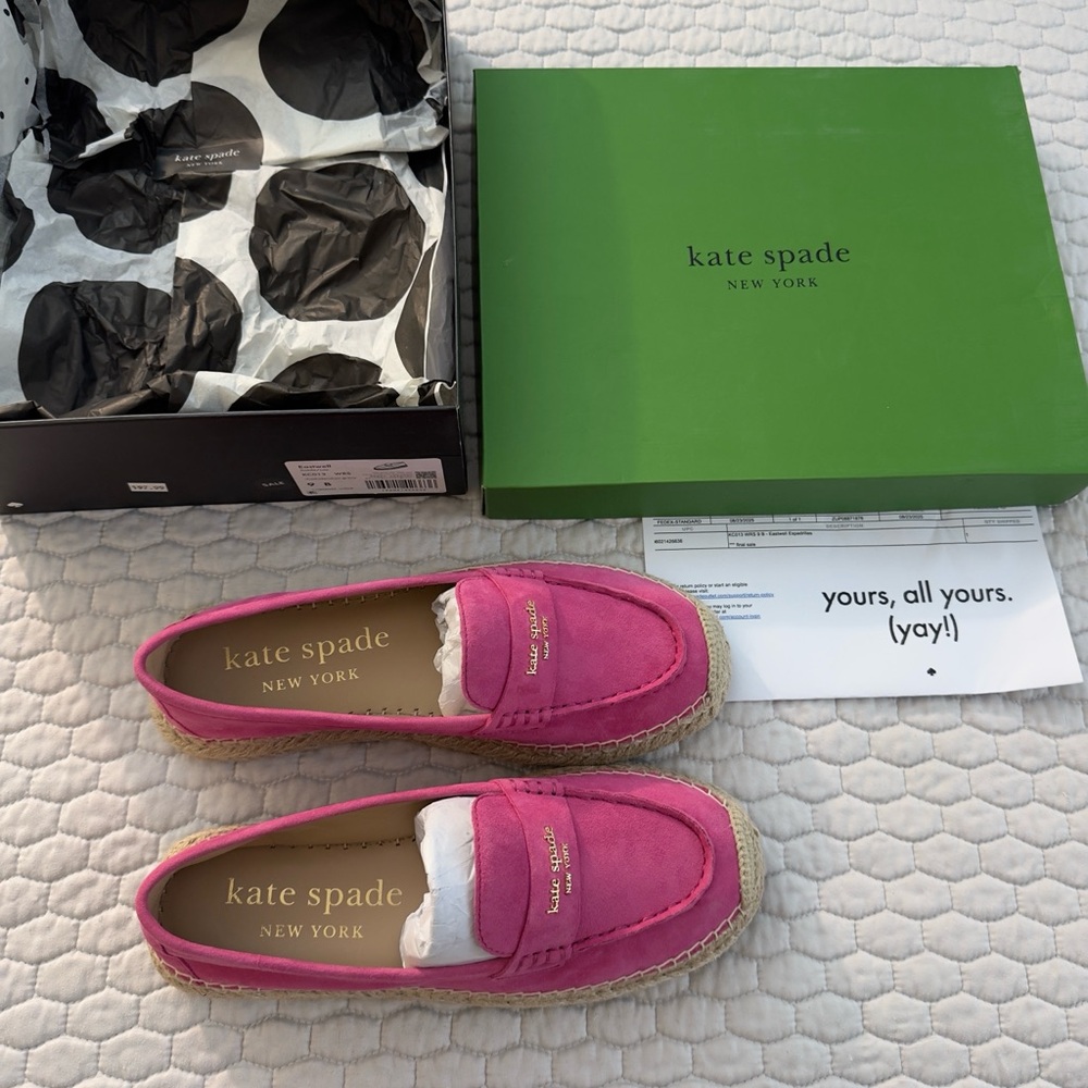 NWT Kate Spade Eastwell Espadrilles Suede/Jute Rhododendron Grove Size 9B - Picture 8 of 9